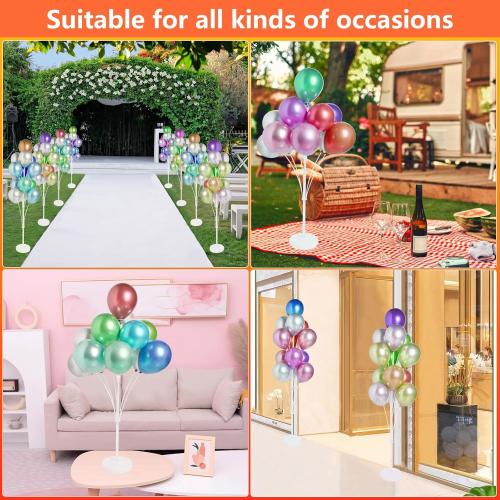 2 Sets of Balloon Stand Kit - 62in Balloon Stands with Base, Balloon Sticks, Decorations for Party Birthday Wedding Baby Shower Gender Reveal Graduation