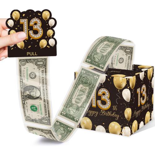 Azbuk 13th Birthday Money Pull-Out Surprise Box Gift for Teens
