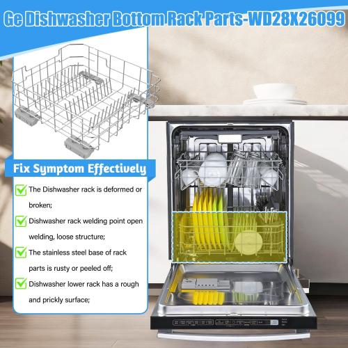 UPGRADED WD28X26099 Dishwasher Lower Rack Compatible with GE Dishwasher Rack Replacement,WD28X34744 WD28X10346 Ge Bottom Rack Parts GDT535PSM0SS GDF510PSM0SS GDF630PSM0SS Dishrack With Wheels