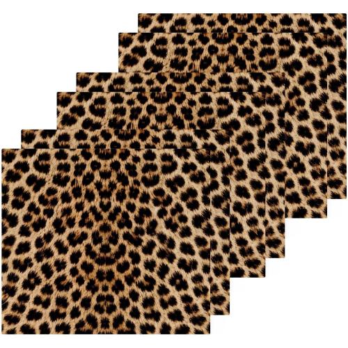 SUABO Leopard Cotton Bath Washcloths, Leopard Print Cheetah Pattern Fingertip Towel Face Cloths Absorbent Quick Drying Bath Cloths for Bathroom, Spa, Gym, Kitchen, 12 x 12 Inch, Set of 4