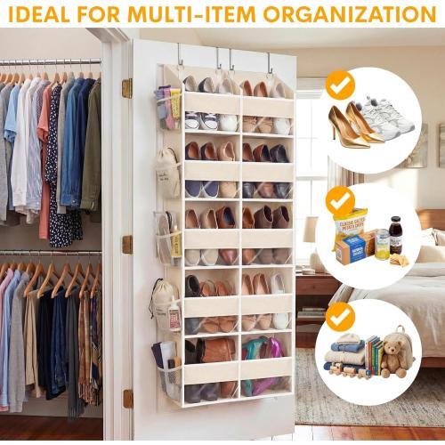 Ofiray-home Over the Door Organizer 5 Tiers,Extra Large Behind Door Storage of 10 Compartments,80 lbs Weight Capacity Over the Door Storage, Door Hanging Organizer for Closet, Diaper Organizer, Beige