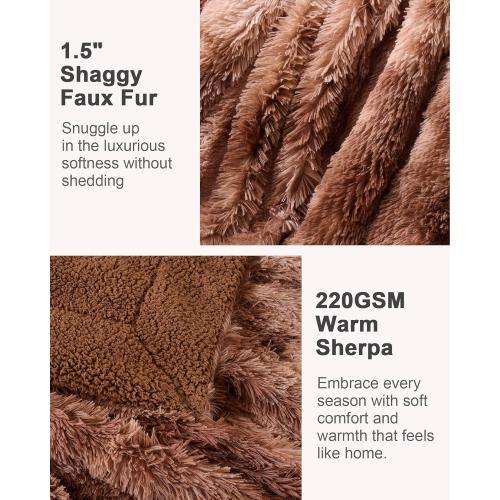 Super Soft Fluffy Fuzzy Faux Fur Sherpa Fleece Blanket Twin Size, Plush Thick Warm Blanket for Bed Couch, College Dorm Essentials Gifts for Girls Boys, Room Decor for Winter, 60 x 80
