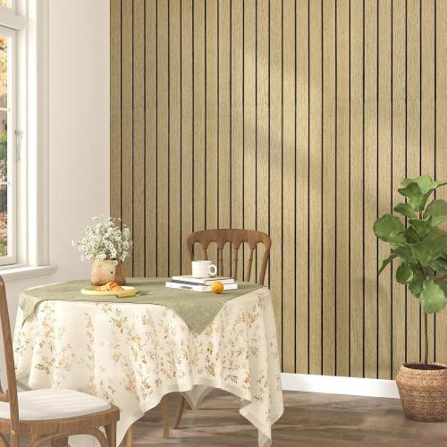Brown 3D Wood Wall Panels Peel and Stick Fluted Wall Slat Panels | Self Adhesive Acoustic Wood Walls Panels Textured Slat Wooden Panel Wallpaper for Bedroom Living Room Studio 23.6x197