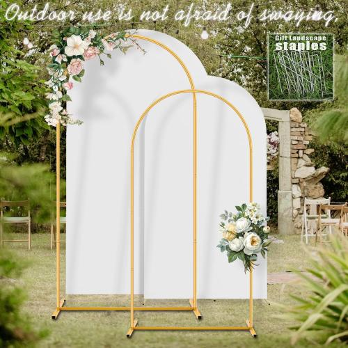 Arch Backdrop Stand and Cover Set (7.2ft,6ft) Birthday Party Wedding Ceremony Bridal Baby Shower Event Decor Gender Reveal (White, 7.2Ft 6Ft)