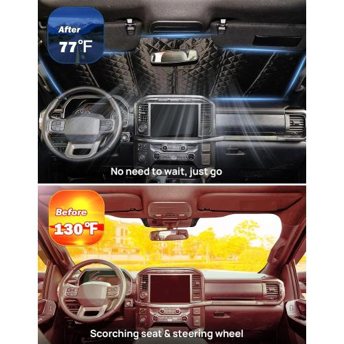 JOYTUTUS Windshield Sunshade, Fit for Ford 2015-2024 F150, Foldable Car Front Window Sun Shade, Car Sunshade Shield to Block Harmful UV Rays and Sun to Keep Your Vehicle Cool & Comfort