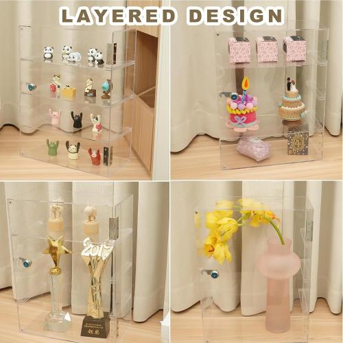 4 Shelf Clear Acrylic Display Case with Lock and Keys, Locking Display Cases for Collectibles, Acrylic Display Cabinet with Shelves for Collectibles Office Retail Store11.8 X 5.9 X 15.7 Inch