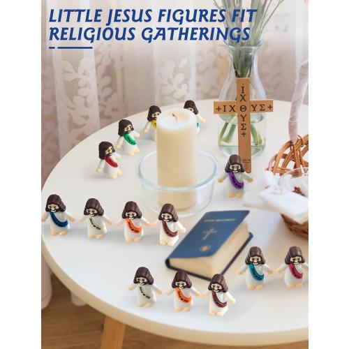 Little Jesus Figures, 100pcs Mini Jesus Figurines in Bulk, 10colors Baby Jesus Figure Mini for Hide and Seek Religiou Party Favors Sunday School Baptism Gifts Christmas Stocking Stuffers