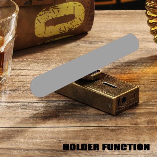 Torch Lighter, All in One Jet Flame Butane Lighter Built-in Cutter, Punch, Holder Function, Refillable and Adjustable Windproof Gas Lighter, Gifts for Men. Golden(Sold Without Gas)