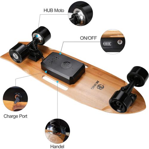Jking Electric Skateboard Electric Longboard with Remote Control Electric Skateboard,700W Hub-Motor,16.7 MPH Top Speed,8.2 Miles Range,3 Speeds Adjustment