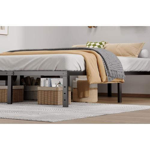 Metal Bed Frame King Size - 14 Inch Heavy-Duty King Platform Bed Frame No Box Spring Needed, Easy Assembly, Noise-Free, Sturdy Mattress Foundation, Underbed Storage Space