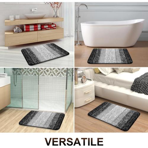 OLANLY Bathroom Rugs Mat 30x20, Extra Soft Absorbent Microfiber Bath Rugs, Rubber Backing, Quick Dry, Machine Washable Bath Mats for Bathroom Floor, Tub and Shower, Home Decor Accessories, Black