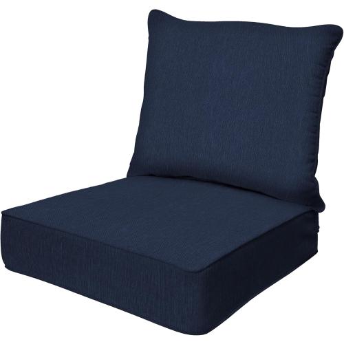 Honeycomb Outdoor Deep Seat, 24 x 23, Textured Solid Indigo Blue Chair Cushion for Patio Furniture