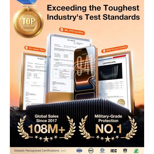 UltraGlass TOP 9H  Armor for iPhone 17 Pro Max Privacy Screen Protector | NO.1 Military Grade Shatterproof, Privacy Screen 17 Pro Max Tempered Glass 17 ProMax, 100% Anti Spy, Longest Durable, 2 Pack