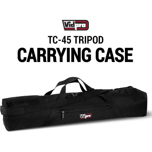VidPro TC-45 Tripod Carrying Case - Heavy Duty Nylon Bag with Shoulder Straps and Handles - Compact Case with Full Length Zippered Closure Plus External Pocket Fits Tripod with Head up to 45 Inches