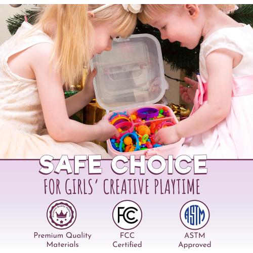 Orian Pop Beads Jewelry Making Kit for Girls, 500  Piece Set for Girls Ages 3 and Up,Colorful Snap Beads,Bracelet,Necklaces and Rings Unicorn Gift Bag