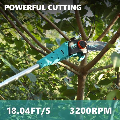 8-Inch Cordless Pole Saws 20V Electric Pole Saw | Tree Trimming Pole Chainsaw with 2.0Ah Battery & Charger 9.5 Ft MAX Reach Pole Chainsaw for Branch Cutting