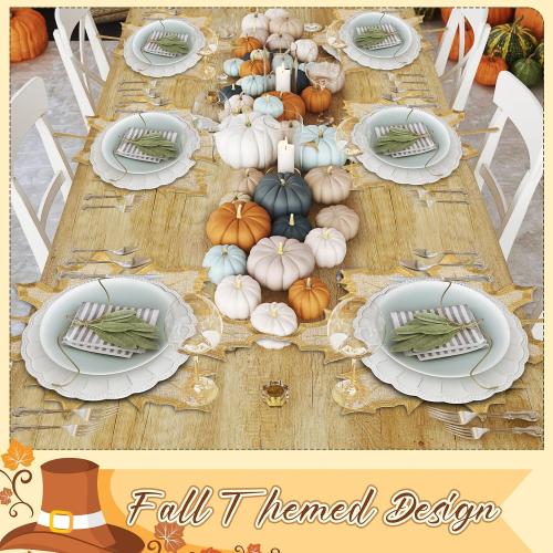 6 Pcs Thanksgiving Maple Leaves Placemats Fall Placemats Thanksgiving Decoration Natural Color Polyester Table Mats for Home Farmhouse Kitchen Vintage Country Table Decoration