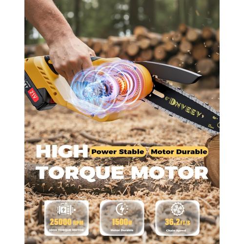 Cordless Pole Saw & Mini Chainsaw, 2-in-1 Lightweight Electric Pole Saw for Tree Trimming, Battery Powered with Brushless Motor, 2x2.0Ah Batteries (SN3014)