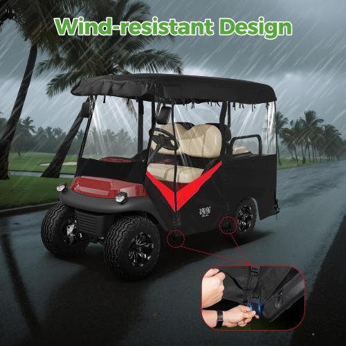 10L0L Universal Golf Cart Enclosure 86.6in 4 Passenger Fit for Yamaha Club Car EZGO TXT RXV, Waterproof Windproof Snowproof Portable Transparent 4 Sided Driving Cover