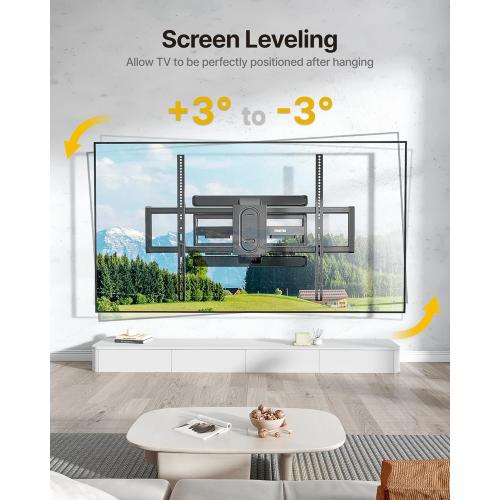 monTEK Heavy Duty Full Motion TV Wall Mount for 43–100 Inch TVs Pre-Assembled Bracket with Tool-Free Tilt Swivel & Extension Max VESA 800x600, 150lbs 4X Strength Tested Fits 16/18 Inch Studs