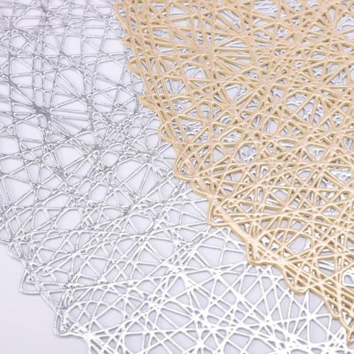 Round Placemat Hollow Anti-Slip Mat Table Coaster Insulation Decorative Western(Gray)