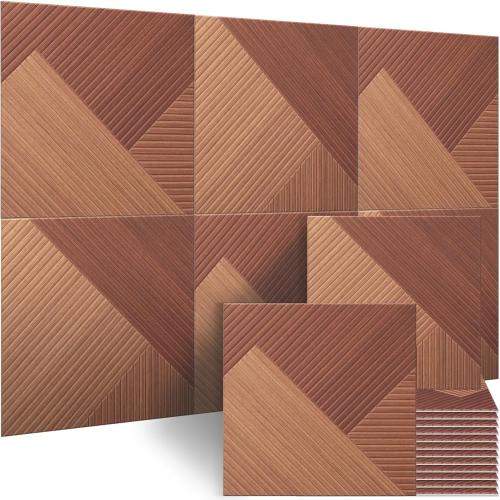 BUBOS Self-Adhesive Acoustic Wall Panels,6 Pack Wood-Pattern Soundproof Wall Panels, Total Size 70.8 x 47.2 Inches Decorative Sound Absorbing Panels for Studio, Home,Deep Diamond Weave