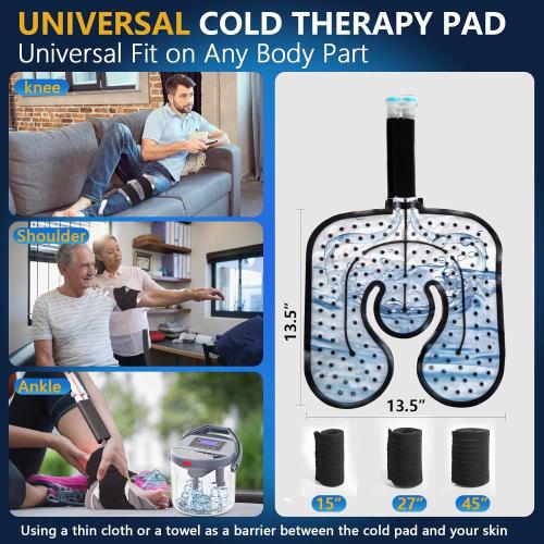 Cold Therapy Machine with Programmable Timer, Ice-Machine-for-Knee-After-Surgery, Knee Replacement Recovery Equipment, Cryotherapy Pain Relief w/Compression Pad for Shoulder, Ankle (Gray)