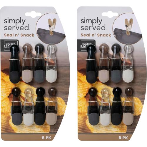 Seal N Snack Magnetic Chip Clips, Multi-Purpose Bag Grips for Kitchen Storage, Keep Pantry Foods Fresh, 16 Count, Colors May Vary