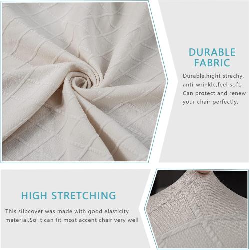 Armless Accent Slipper Chair Cover Slipcover,Stretch Spandex Removable Jacquard Non-Slip Silp Cover for Accent Chair Without arms Furniture Protector for Living Dining Room