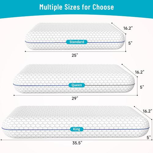 CushyOasis Memory Foam Pillows for Side, Back and Stomach Sleepers, Bed Pillow with Washable Cover and Breathable Mesh, Bed Pillow for Sleeping Standard Size (Grey)