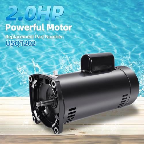 USQ1202 Pool Pump Motor Fit for A.O. Smith for Century Pool and Spa Pump Motor 2HP, 3450 RPM, 48Y Frame, 230V, 60HZ, Square Flange