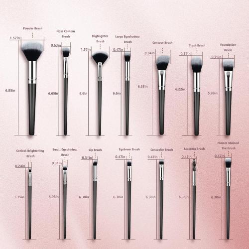 Makeup Brush Set, Premium Synthetic 14 Pcs Makeup Brushes, Travel Makeup Brush Set for Foundation, Concealer, Blush and Eyeshadow Brush(Black)