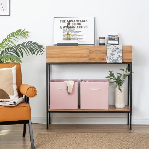 StorageWorks Pink Storage Cubes, 13x13 Storage Cube Bins with Handle, Cube Storage Organizer Bins for Shelves and Closet, Collapsible Storage Bins, 4-Pack