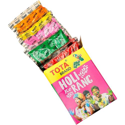 TOTA Holi Ke Rang – 5 Shades of Gulal Holi Colours for Gender Reveal | Red Orange Green Yellow Pink | 100% NonToxic Herbal Holi Color Gift Box – 375 Gm