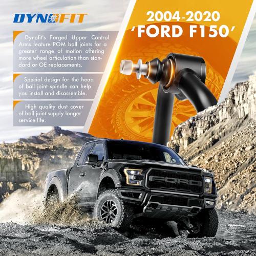 Dynofit F150 Upper Control Arms for 2-4 Leveling Kit, Front Suspension Tubular Control Arm for 2004-2020 Ford F-150, Ball Joint Angle Correction for Lift Kit & Off-Road Performance, Set of 2 Pcs