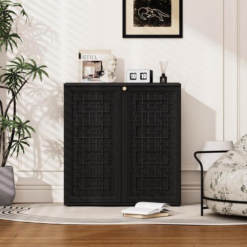 Size 34.3x15x36.2 Color Black Outdoor Storage Cabinet Waterproof with Shelf,Resin Storage Sheds Outdoor Cabinets for tub towels/chemicals/grill items/Patio/Garden/Backyard, Size 34.3''L*15''W*36.2''H（Black）