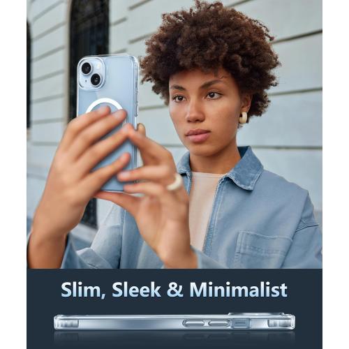 FNTCASE for iPhone 15 Case Clear: iPhone 14/13 Case Magnetic Phone Cases with Screen Protector Compatible with Magsafe Slim Anti Yellowing Rugged Protective Transparent Cell Cover (A-Clear)