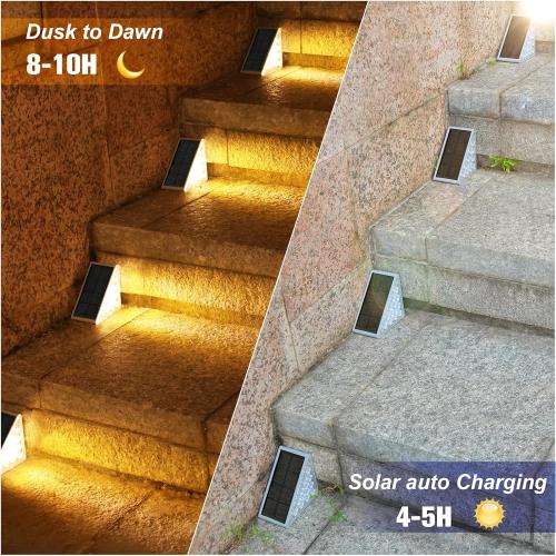VOLISUN Solar Step Lights Outdoor Waterproof, LED Outdoor Stair Lights, Solar Step Light for Outside, Warm&Cool White Deck Light Decor for Stair,Front Porch and Patio(Gray,12 Pack)