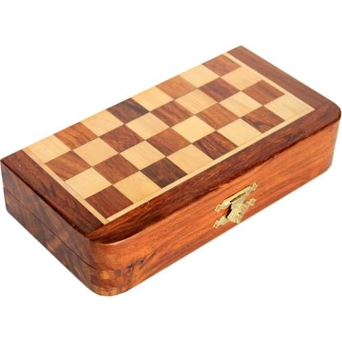 Stonkraft Collectible Folding Wooden Chess Set with Magnetic Crafted Pieces, 7 X 7