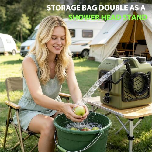 Portable Shower for Camping Leak-Proof Electric Cordless Power Camp Shower Pressure Washer with Water Tank 5 Gallon Outdoor for Garden Pet, Max 8 Hours Working & Installation-Free