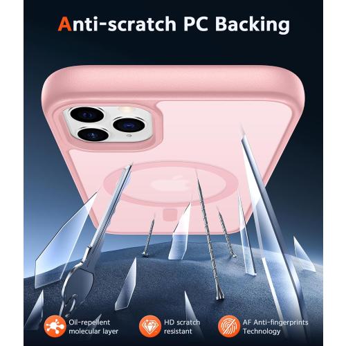 FNTCASE for iPhone 11 Pro Case: Matte Magnetic Phone Cases Compatible with Magsafe Slim Anti Yellowing Military Grade Drop Protection Rugged Shockproof Protective Translucent Cell Cover (C-Pink)