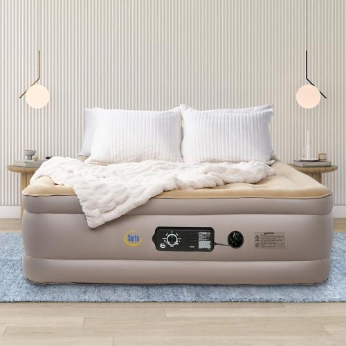 Serta Raised Air Mattress with Never Flat Pump | Luxury Inflatable Mattress with Built in Air Pump to Ensure a Good Night’s Rest | Heavy Duty Blow Up Mattress with Self Inflating Pump