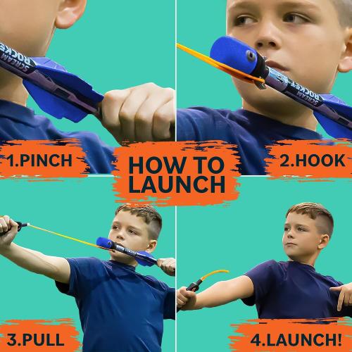 Toy Rocket Launcher for Kids: Best Outdoor Toys Slingshot Rockets Launchers Air Foam Rockets Games for Boys & Girls All Ages. Party Favor Easter Basket Stuffers & Great Gifts for Ages 8 9 10 11 12