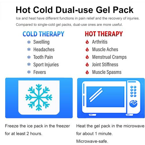 Koo-Care Large Flexible Gel Ice Pack for Injuries Reusable Hot Cold Compress - Fit for Shoulder Arm, Back, Hip, Knee, Shin, Foot Pain Relief, Swelling, Physical Therapy (L, 11 x 14) Pack of 2