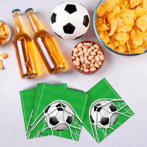 Aodaer 48 Pieces Soccer Paper Napkins Disposable Football Party Napkins Sports Ball Napkins Soccer Cocktail Dinner Napkin Set 13 x 13 Unfolded Football Tableware Napkins for Sports Party Supplies
