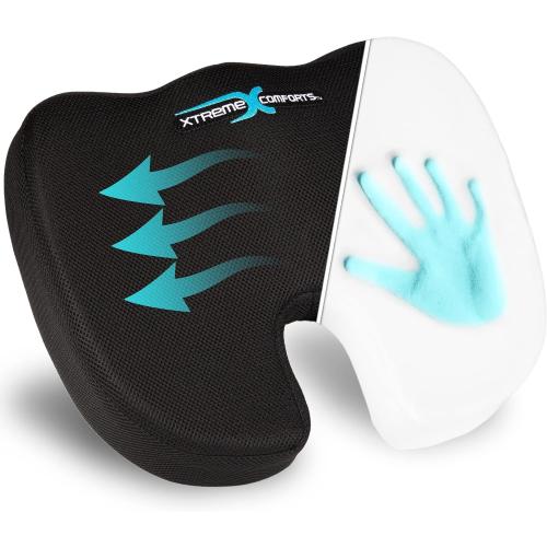 Xtreme Comforts Seat Cushion, Tailbone Relaxer - Coccyx Cushion for Tailbone Pain Desk, Wheelchair & Car Use - Back Support Pillow for Chair