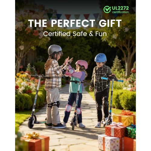 Gyroor H40 Kids Electric Scooter, 180W Motor, Up to 10 MPH, LED Display & Colorful Lights, Adjustable Height, for Boys & Girls Ages 8-12, Great Birthday Gift