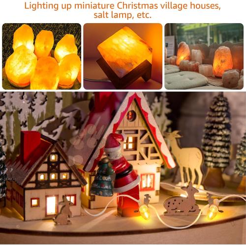 Christmas Village Lights with 10 LED Warm-White Bulb,Decoration for Christmas Village Houses,Halloween Holiday,C7 Light Cord