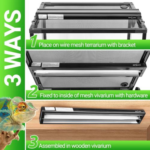 REPTI ZOO UVB Reptile Light, New Version T5 HO UVB Lighting Combo Kit, Reptile Terrarium Hood with 10.0 UVB Tube Bulb, Reptile Light Fixture 39W-34Inch