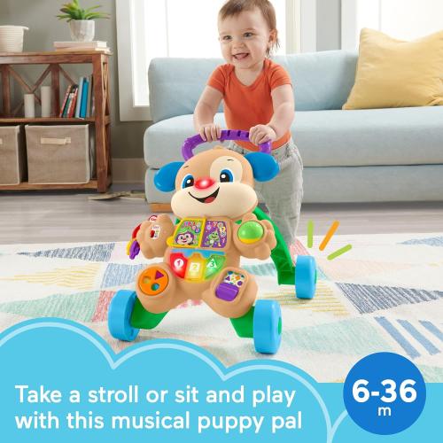 Fisher-Price Baby Toy Laugh & Learn Smart Stages Puppy Walker with Educational Music Lights & Activities for Infants Ages 6  Months